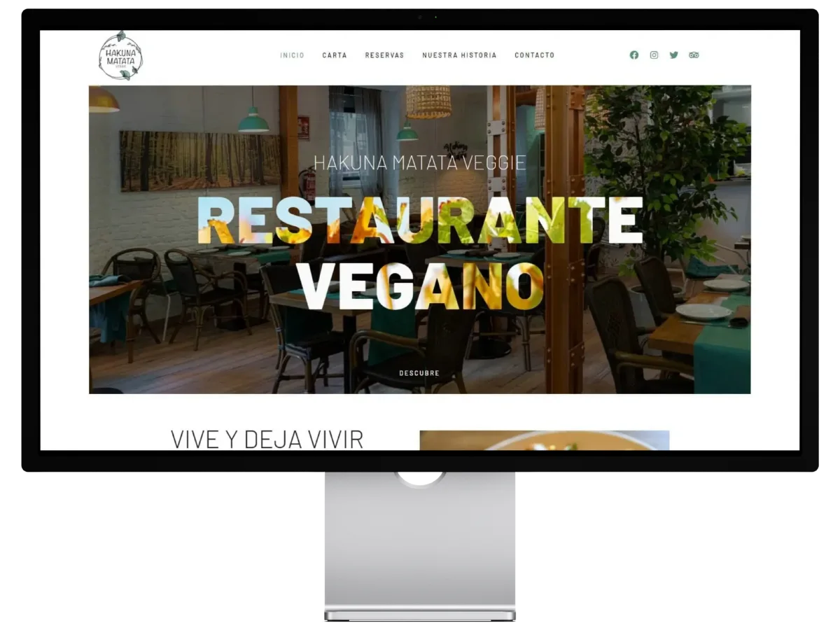 Diseño web para restaurante veggie con sistema de reservas y pedidos online desarrollado por Estudio Pixel Web