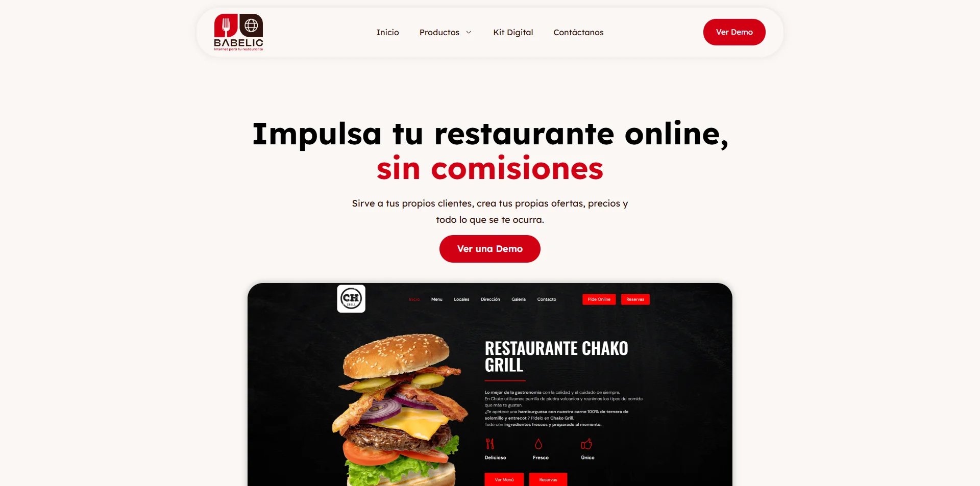 Babelic — Diseño web para restaurante
