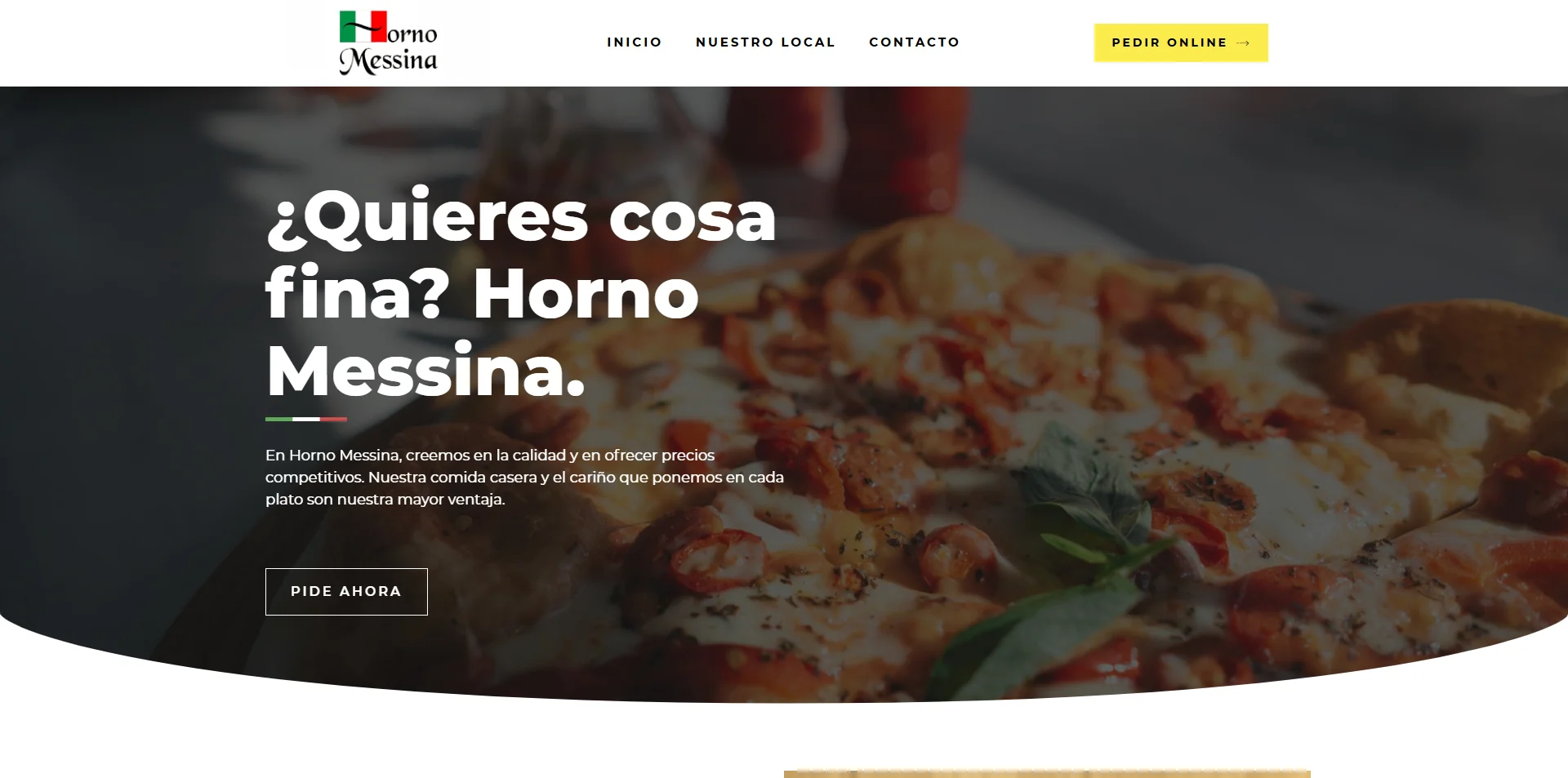 Horno Messina — Web para pizzería artesanal