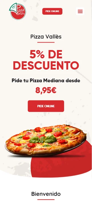 Pizza Valles — Vista móvil